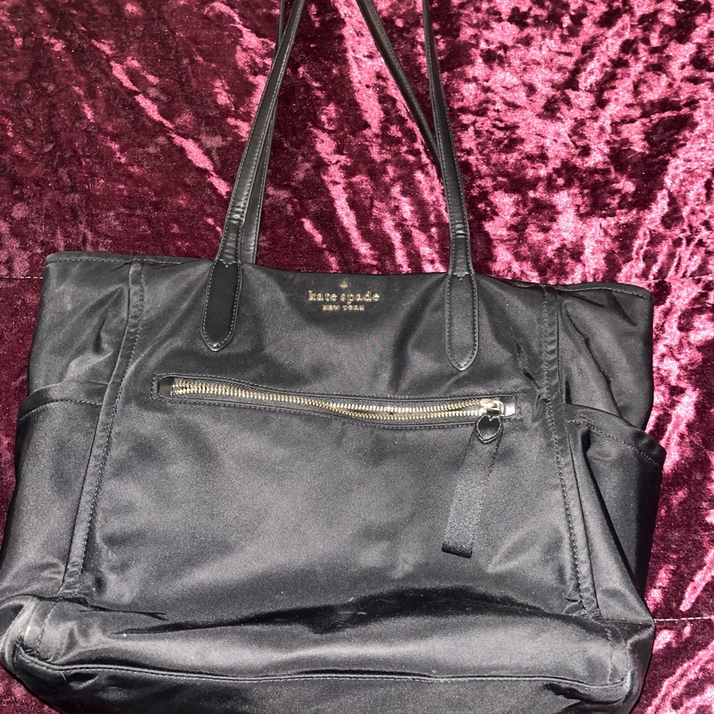 kate spade Black Nylon Tote with Front Zip Pocket